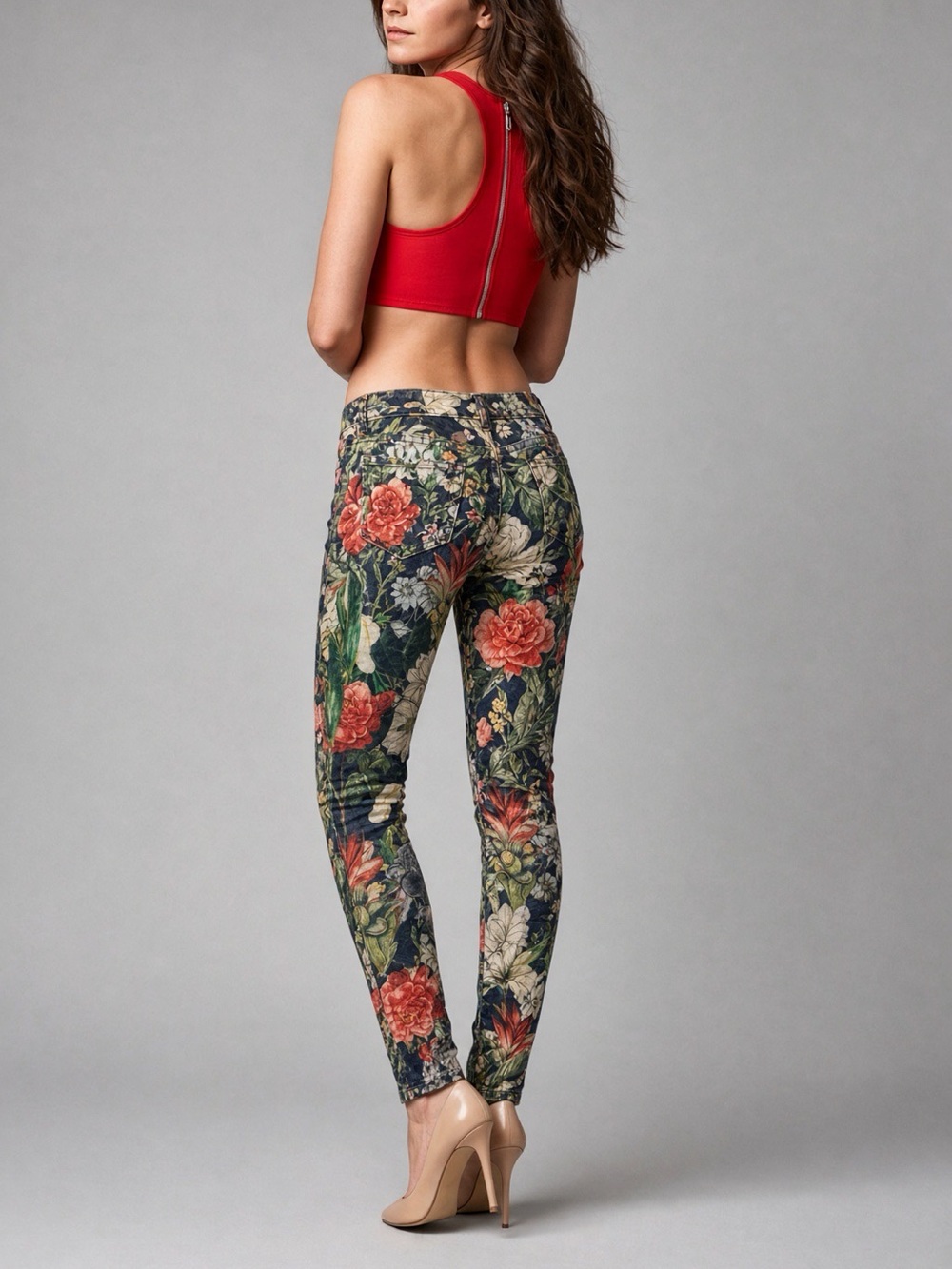 Alice + Olivia Navy Floral Skinny Jeans